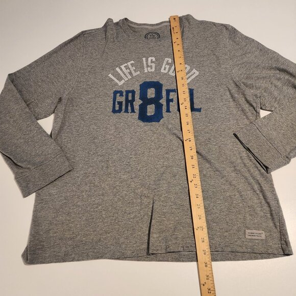 Life Is Good Long Sleeve T-Shirt "GR8FUL" Grateful Gray Heavyweight Mens XL - Picture 8 of 11